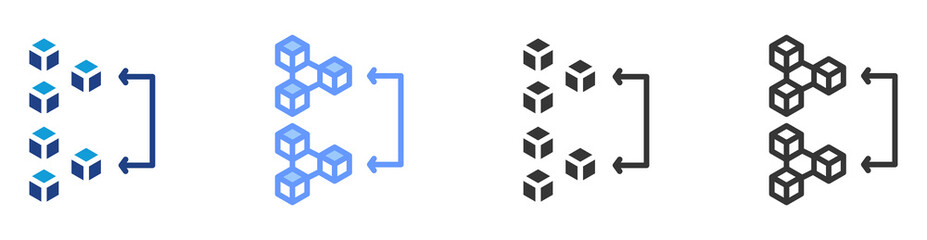 Blockchain interoperability icon set multiple style collection