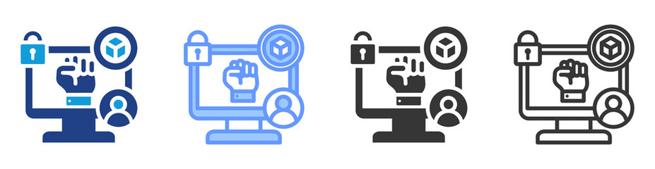 User sovereignty icon set multiple style collection