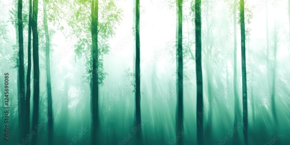 Poster forest with trees and a misty sky