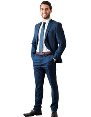 Portrait of only one Man. White Background.