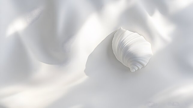 38. A small white seashell on a white background