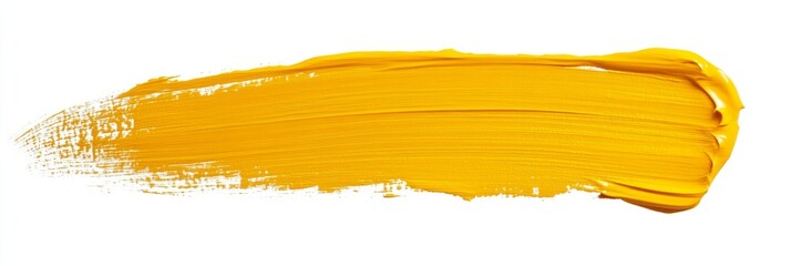 Yellow paint brush stroke on white background, design element