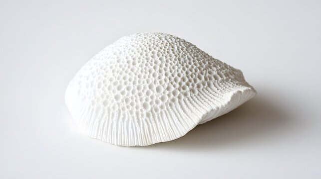38. A small white seashell on a white background