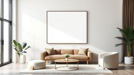 A mockup of wall art canvas for previewing artwork in a modern room setting, home decor, design concept, visualization