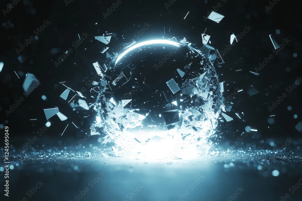 Poster abstract 3d render of a glowing grid forming a dynamic wave., generative ai