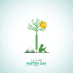 World Poetry Day creative design. poetry day social media poster vector 3D illustration.