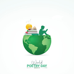 World Poetry Day creative design. poetry day social media poster vector 3D illustration.