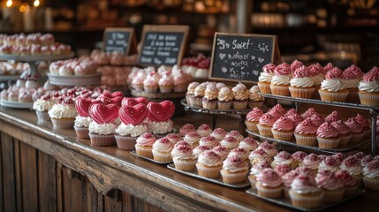 Delicious Heart-Shaped Cupcakes for a Romantic Valentine's Day Celebration. Generative AI