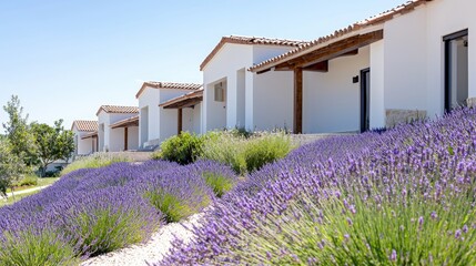 Lavender field villas, sunny resort, summer vacation