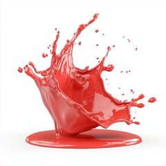 Bright red liquid splash frozen in motion, isolated on white