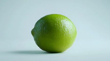 53. A close-up of a fresh green lime on a white background