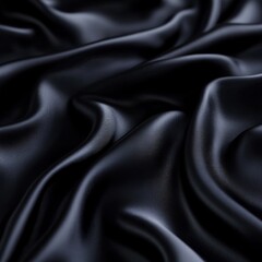 Fototapeta premium Black silk fabric background with soft rippling texture and zen-like appearance for design or photography use