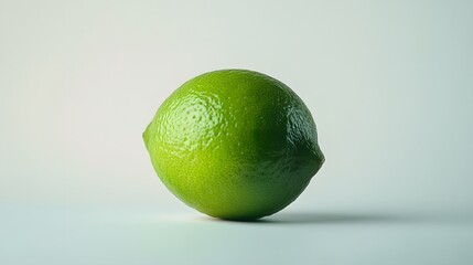 53. A close-up of a fresh green lime on a white background