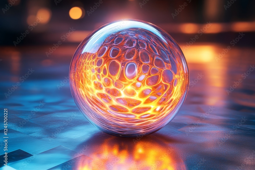 Poster abstract 3d rendering of a glowing vortex of geometric shapes., generative ai