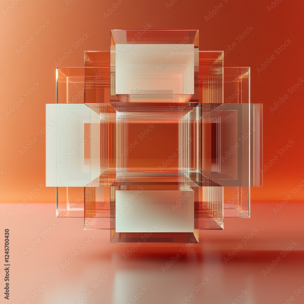 Poster abstract 3d render of a futuristic sphere with layered textures., generative ai