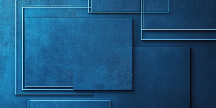 Abstract blue geometric background featuring overlapping transparent squares in varying sizes and positions creating a layered effect.