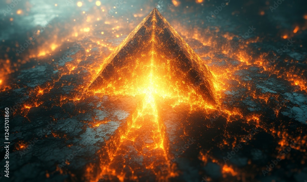 Poster abstract 3d rendering of a digital wave with glowing particles., generative ai
