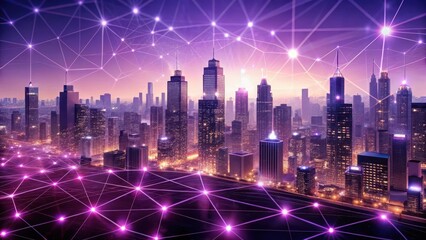 Fototapeta premium Illuminated Metropolis A Futuristic Cityscape Interconnected by a Vibrant Network of Light