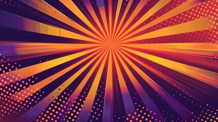 Vibrant Radiating Starburst Background in Bold Orange and Purple
