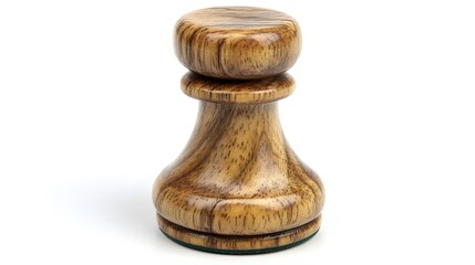 68. A wooden chess piece on a white background