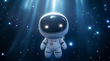 A cute astronaut floating in a starry space environment.