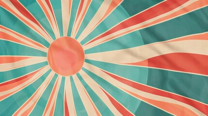 Vintage Sunburst Pattern with Retro Color Palette on Soft Background