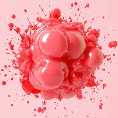 A pile of pink balls creating a colorful and fun bubblegum explosion in a cartoon style illustration