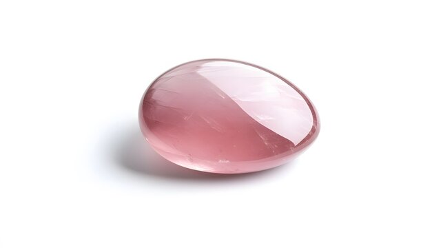 74. A delicate rose quartz stone on a white background