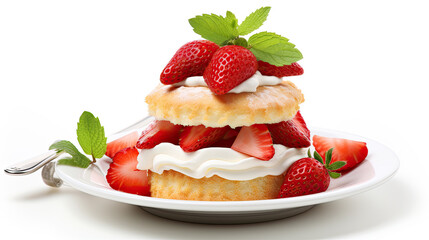Sweet Strawberry Shortcake with Whipped Cream and Mint