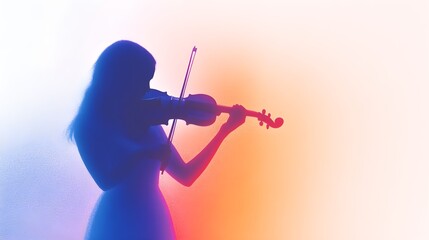 Fototapeta premium Girl playing violin with gradient grain filter effect