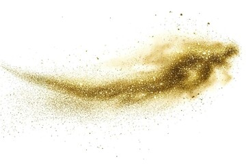 Fototapeta premium Enchanted Golden Glitter Trail: Sparkling Magic Dust on Pristine White Background. Perfect for enchanting designs, festive celebrations, magical themes, and whimsical backgrounds. Ideal for 