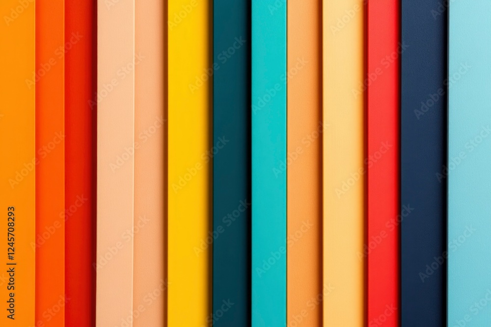 Poster vertical stripes of varied colors displayed in a row