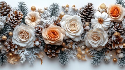 Obraz premium Elegant Winter Floral Arrangement: A Festive Christmas Decoration