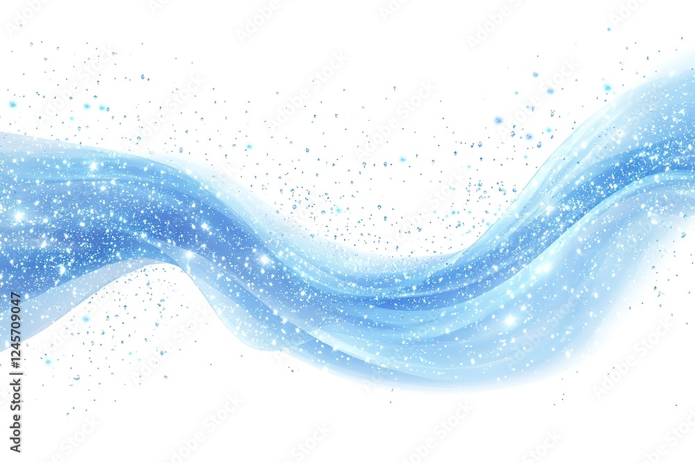 Poster serene aqua wave: sparkling bubbles and shimmering light blue curve design element. perfect for webs