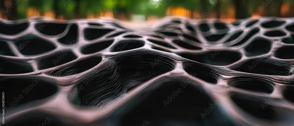 Poster abstract 3d render dark cellular structure organic texture network design