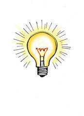 Illuminating Ideas: A Hand-Drawn Light Bulb Glowing Brightly, Symbolizing Creativity and Innovation