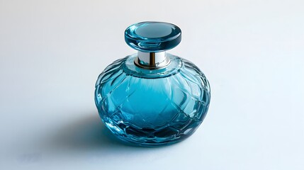 90. A small bottle of perfume on a white background