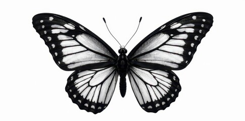 Fototapeta premium Elegant black butterfly silhouettes against white, intricate wing details, lepidoptera, elegant