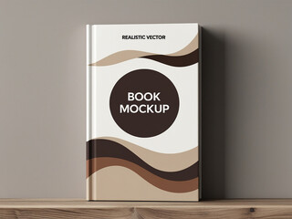 A realistic book mockup displayed on a wooden surface, featuring a simple design