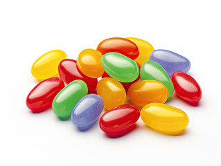 A Colorful Pile of Jelly Beans on White Background