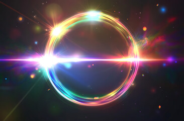 Circle lens flare circle pattern in dark background