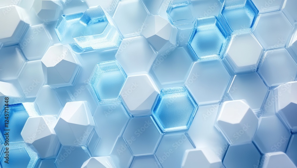 Aufkleber abstract blue hexagonal patterns with transparent elements in a modern futuristic design concept for