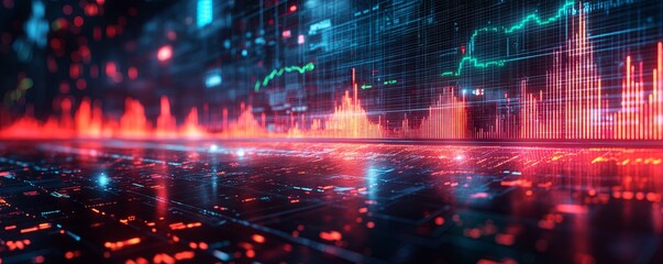 Obraz premium Dynamic online stock trading analysis global stock market data visualization digital environment futuristic perspective investment insights