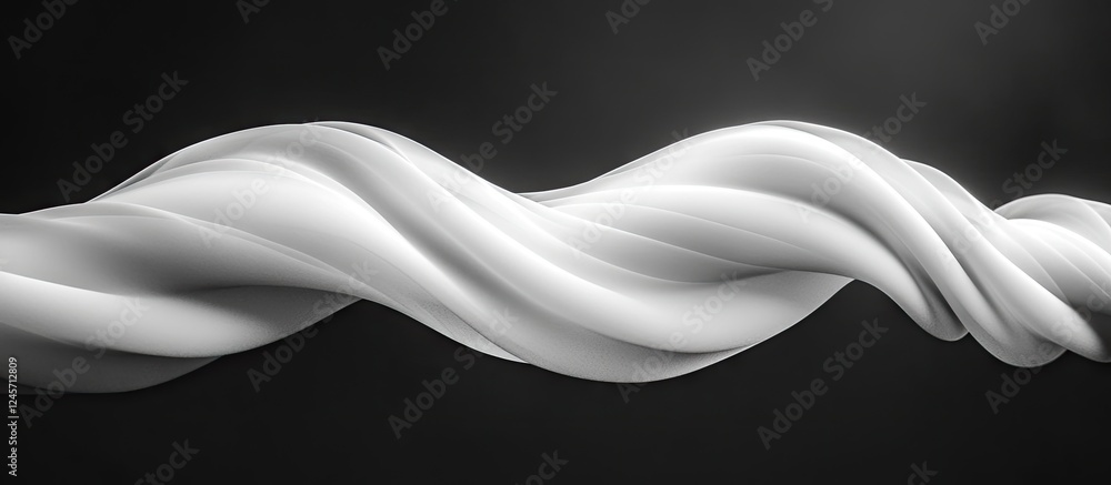 Poster elegant white smoke waves gracefully twist and turn against a deep black background creating a mesme