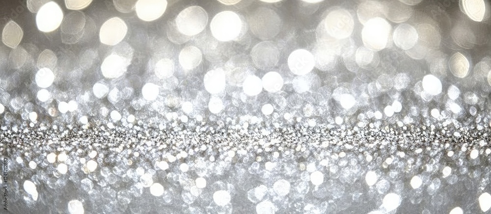 Poster sparkling silver and white bokeh backdrop featuring glimmers and shimmering lights creates a luminou