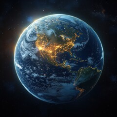 Fototapeta premium Earth 3D Rendering North America Detailed Textures Realistic View