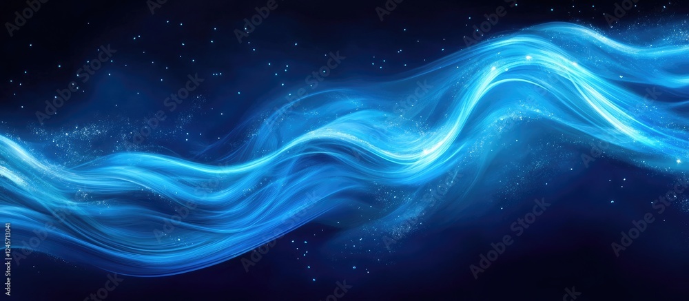 Poster serene deep blue flowing waves with dynamic movement creating a tranquil atmosphere ideal for backgr
