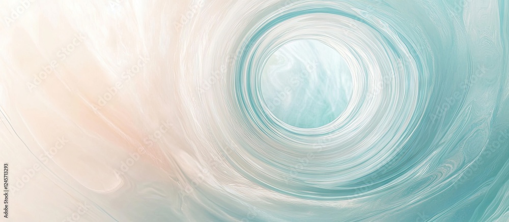 Poster circular background design in soft pastel blue and white hues with a smooth, swirling pattern creati