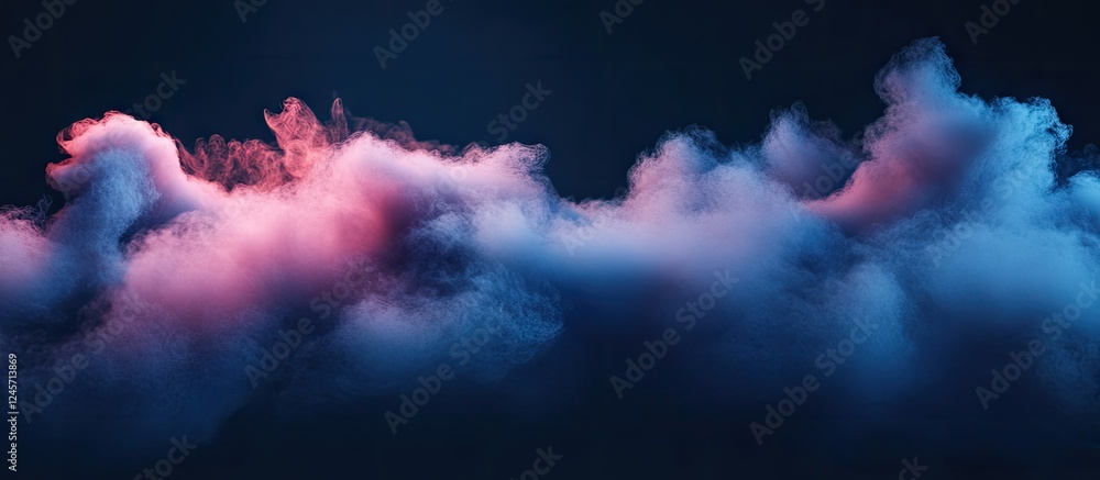 Poster dark textured backdrop featuring swirling blue and purple abstract smoke and fog with ethereal atmos