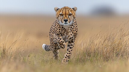 Cheetah running grassland savannah wildlife nature